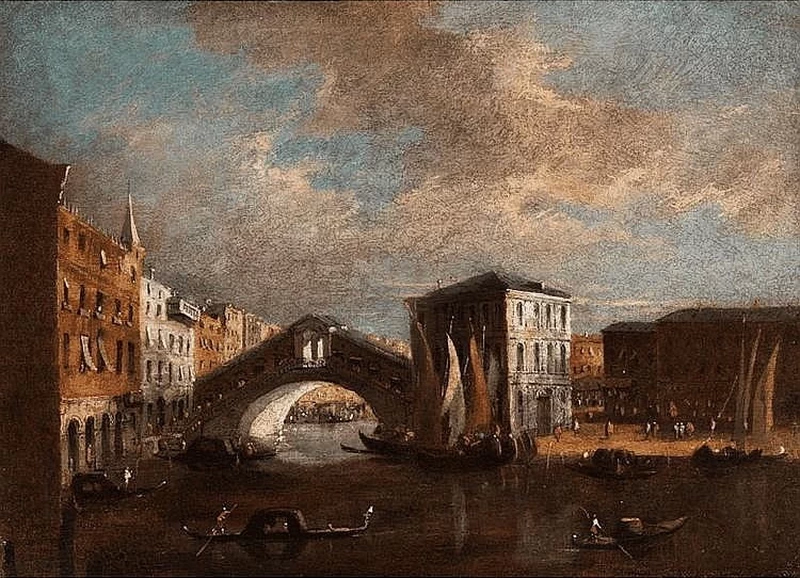Veduta del Ponte di Rialto e il Palazzo dei Camerlenghi